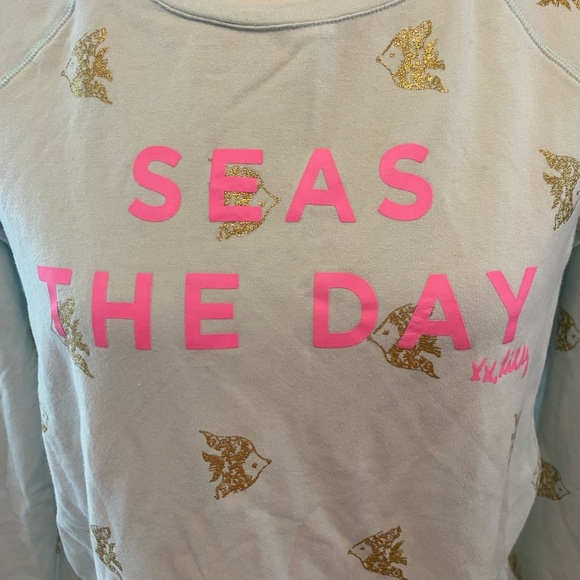 Lilly Pulitzer Seas The Day Resort Wear Fish Print Sweatshirt - Picture 6 of 7